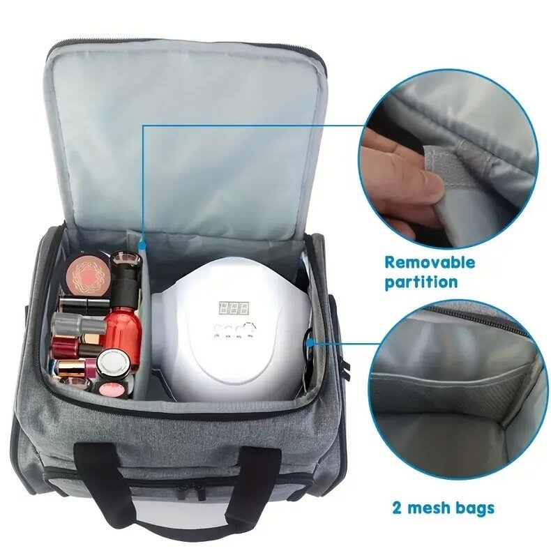 Amazon's New Big Nail Polish Carrying Case Multi-compartment Nail Polish Shoulder Carrying 70 Bottles Makeup Bag Storage Bag