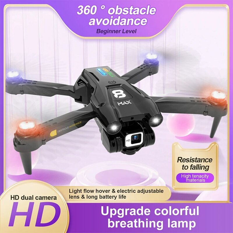 YT163 Drone RC Quadcopter listrik, kamera ganda HD 360 ° penghisap debu aliran ringan dapat disesuaikan warna-warni lampu pernapasan
