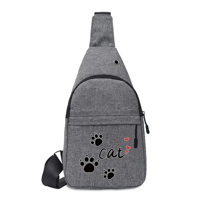 Chest Bag Unisex School Summer Trip Messengers Bag Handbag Print Dog Footprints Pattern Series Shoulder Bags USB Charging