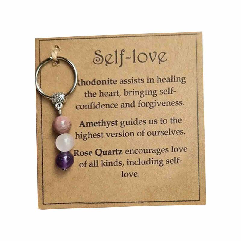 Beading Three Agate Keychain Good Luck New Beginning Calming Grief Anxiety Self-Love Sleep Well Success Uplifting Protection