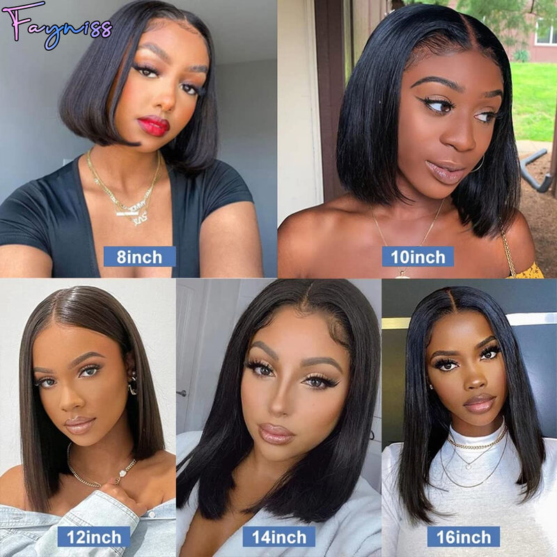 Fayniss Straight Short Bob Wig Human Hair Lace Front Wigs For Women 13x4 HD Transparent 4x4 Lace 100% Brazilian Human Hair