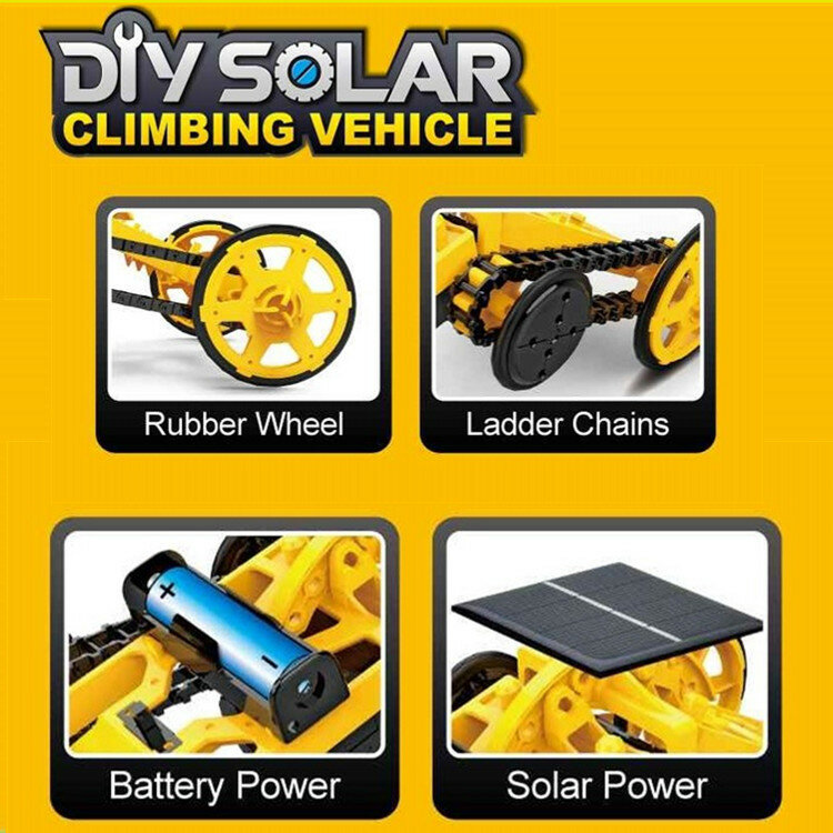 Escalada Solar Car Model Montado Kit, Brinquedos STEM DIY, Tecnologia Científica Educacional, Presente do Dia das Crianças, 2 Modos