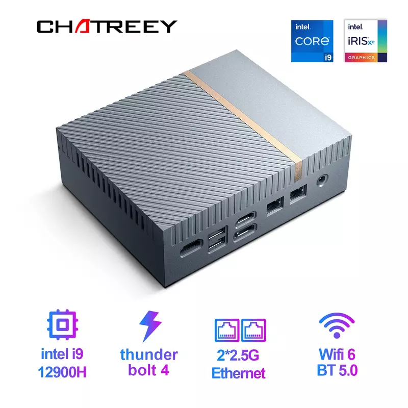 Chatreey IT12 komputer Desktop PC 12 Intel Core i7, 1360P i9 12900H 13900H 4K @ 60hz Daul 2.5G LAN PCIe 4.0 Wifi 6"