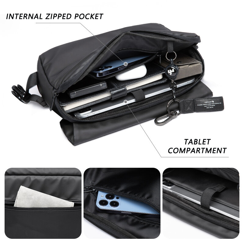 Heren Grote Capaciteit Crossbody Tas Waterdichte Multifunctionele Messenger Bag Zwarte Unisex Traveling Business Sling Bag