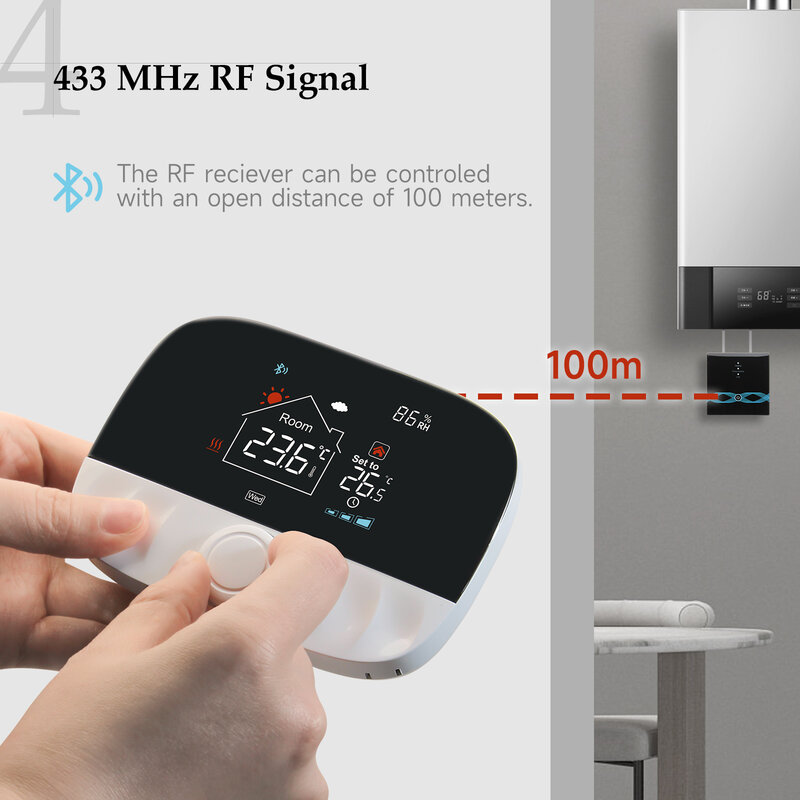 BEOK-Smart RF Termostato sem fio, aquecimento de piso, caldeira a gás, tela LCD, controlador de temperatura ambiente, funciona com Alexa, Wi-Fi