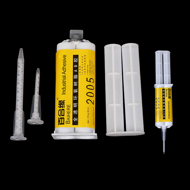 Super AB Glue para Fibra de Vidro e Cerâmica, Adesivo de Resina Epóxi, Duro e Plástico, 5 Segundos, 50ml