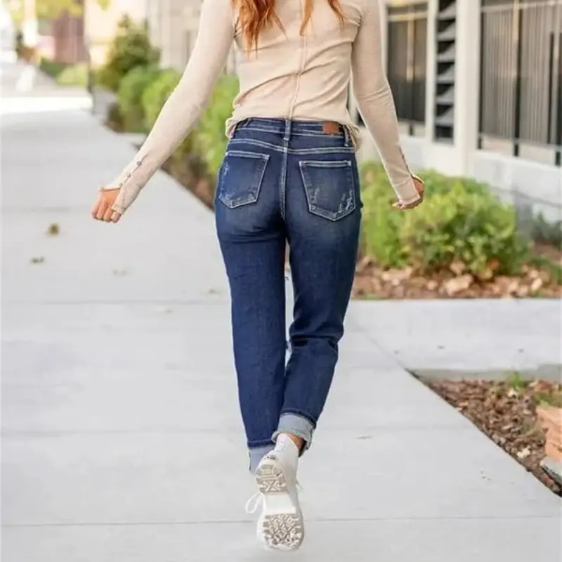 Jeans déchirés taille moyenne pour femmes, pantalons hip hop troués, vêtements vintage sexy, denim droit, mode Y2K, fjStreetwear