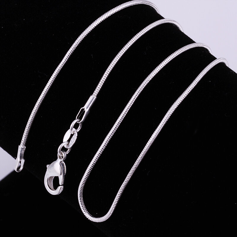 5/ 10 szt. 40-75CM 925 srebro 1MM łańcuszek wąż naszyjnik biżuteria dla mężczyzny kobiety ślubne zawieszki