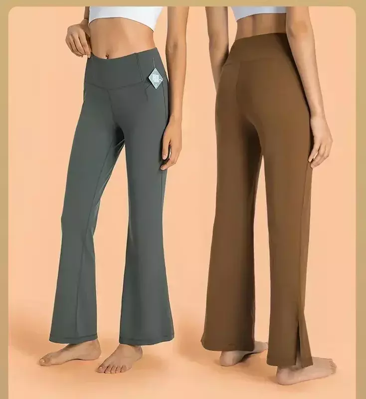 Lemon damskie spodnie sportowe z szerokimi nogawkami do jogi Zero Sense przyjazne dla skóry modne spodnie do tańca i fitnessu Casual Jogging spodnie Flare na siłownię