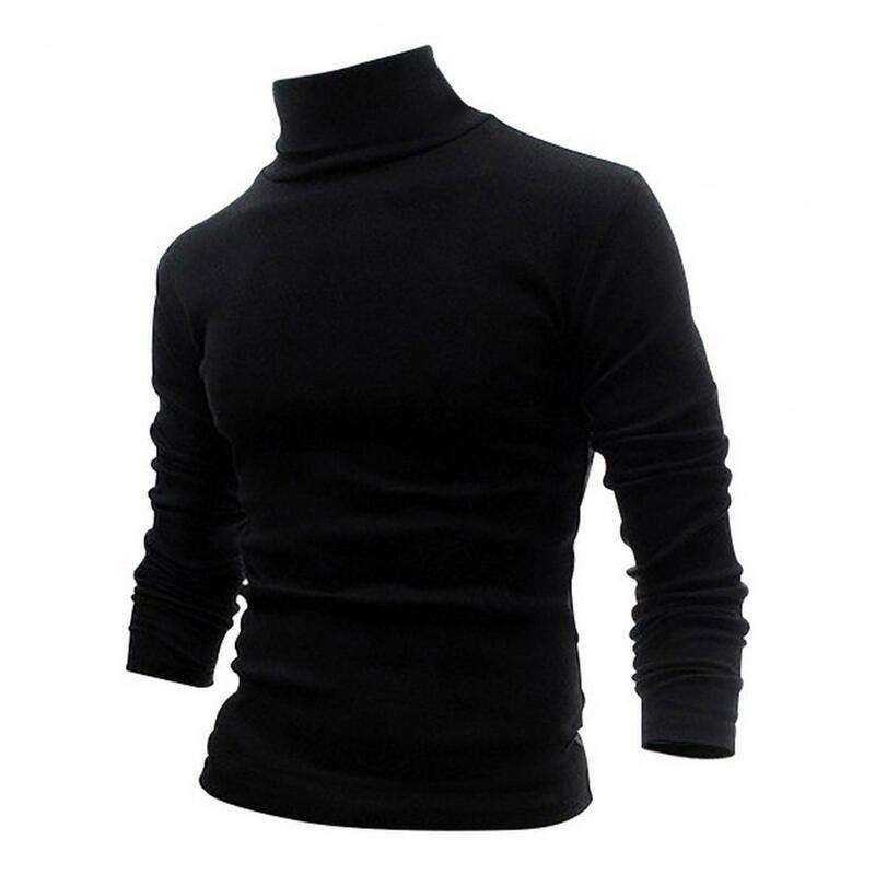 Suéter de malha grossa de gola alta masculino, camisa de fundo quente, manga comprida, slim fit, aconchegante, elegante, outono, inverno