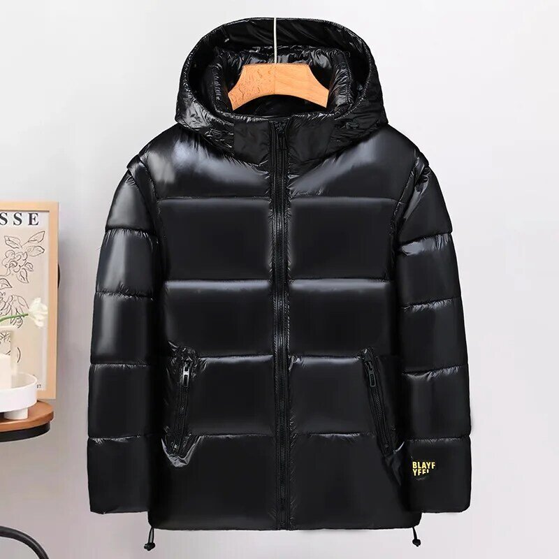 Plus Size Spliced Cotton Coat Thickened Waterproof Coat Hooded Men Winter Fashion Fat Man Warm And Loose 150kg 10XL 9XL