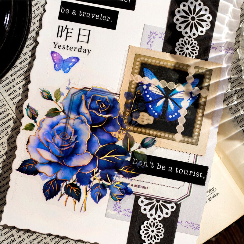 12packs/LOT Shadow Rose series markers photo album decoration PET sticker