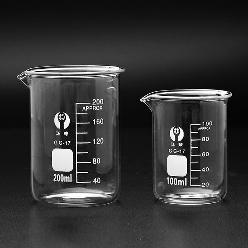 Vaso de medición escalonado resistente al calor para laboratorio, vaso de vidrio de borosilicato para química