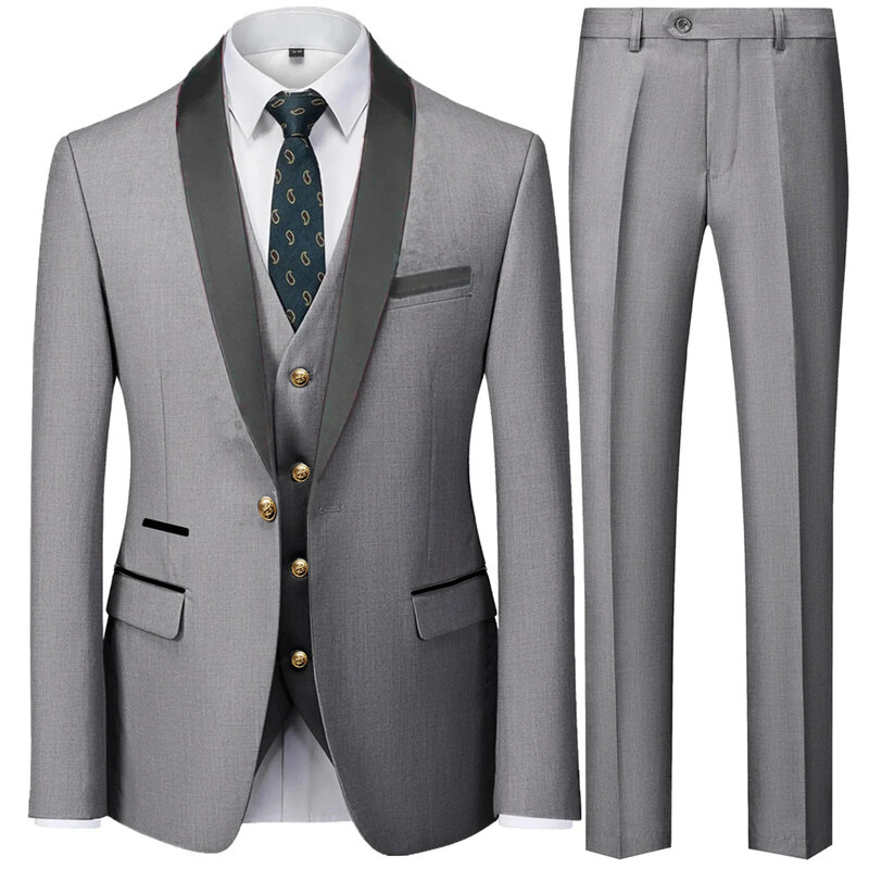 Setelan mantel celana 3 potong setelan/2023 kasual pria mode butik bisnis gaun pengantin pria blazer jaket celana panjang
