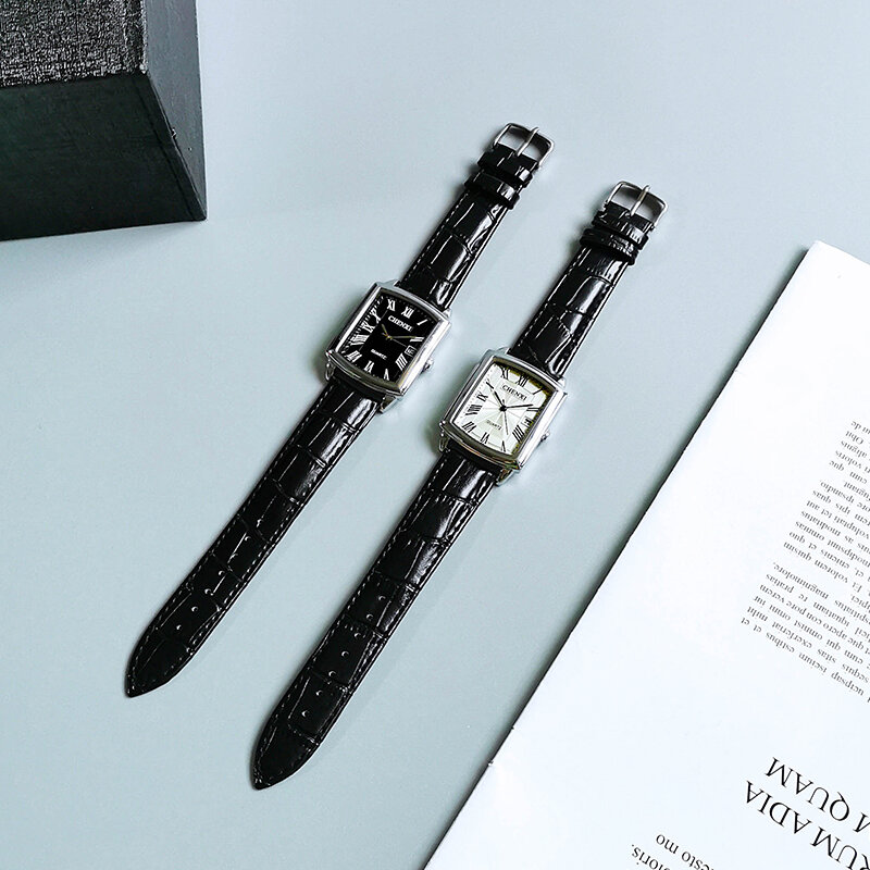 CHENXI LOVER'S WATCH 高級レザーストラップ 四角時計 メンズ レディースファッション シンプルクォーツ 腕時計 カップル時計 送料無料