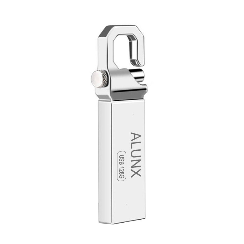 ALUNX-Metal USB Flash Drive, Pendrive, Pen Drive, 100% genuíno, 128GB, 32GB, 4 GB, 64 GB, 8GB, 16 GB
