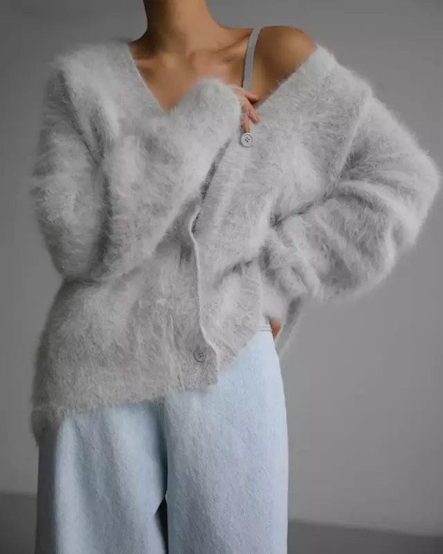 Hirsionsan-Suéter feminino elegante de manga comprida, cardigã casual feminino, outwear macio de malha flexível, de peito único, novo, 2023