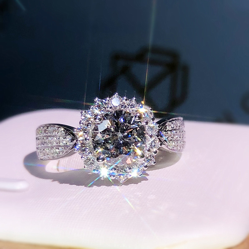 خاتم إصبع من الأحجار الكريمة الفضية للنساء ، مجوهرات أنيقة ، زخارف ، زفاف ، حفلة وعد ، بيع بالجملة