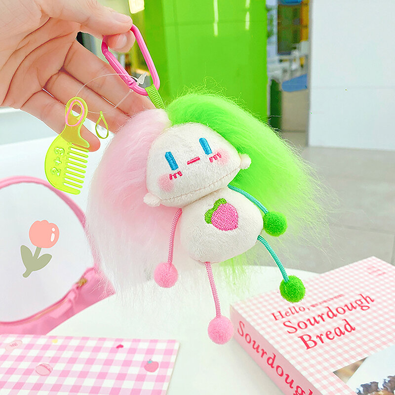 Cartoon Cute Creative Plush Doll Keychain Soft Colorful DIY Crazy Doll Keychain Schoolbag Decoration Best Children Gift