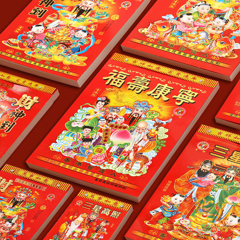 Kalendarzowe wiszące kalendarze ścienne 2024 chińskie tradycyjne księżycowy zwój na ścianę wisiorek rok smok dekoracje do salonu