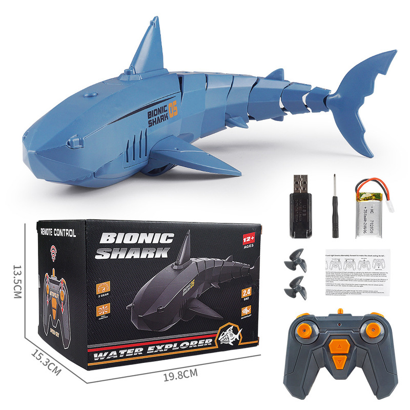 Grande giocattolo elettrico a sorpresa subacqueo ricaricabile con squalo telecomandato per bambini giocattolo per feste in piscina all'aperto