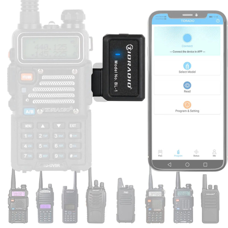 Walkie-talkie inalámbrico, programador para teléfono, PC, Bluetooth, programación para BF, UV-5R, Radio, varios modelos, sin Cable de problema de controlador