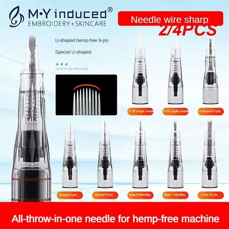2/4PCS Tattoo Needles Cartridges For Permanent Eyebrow Lips Needles Embroidery Microblading Makeup Needles Anesthetic Free