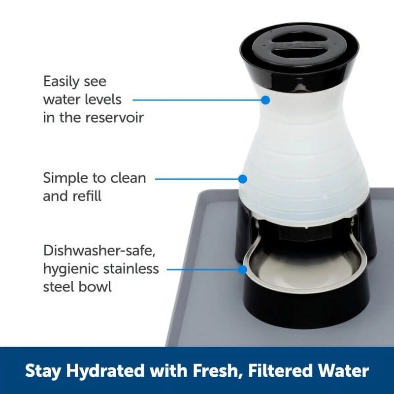 Healthy Pet Water Station, Dog and Cat Water System with Stainless Steel Bowl, Medium, 128 oz.