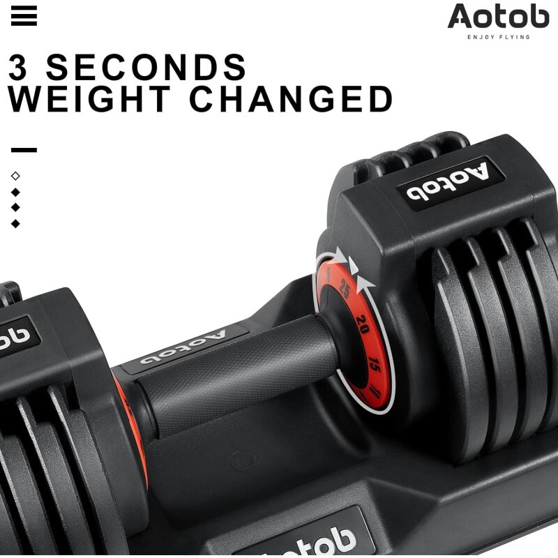 Aotob 25/55ปอนด์ (คู่) ชุดดัมเบลล์แบบปรับได้ดัมเบลน้ำหนักปรับได้ป้องกันการลื่นและด้ามจับหมุนได้อย่างรวดเร็ว