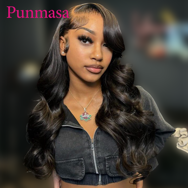 Punmasa-Perruque Lace Front Wig Body Wave naturelle, cheveux humains, sans colle, couleur bordeaux foncé, violet, 13x6, 13x4, à porter à emporter, 200%