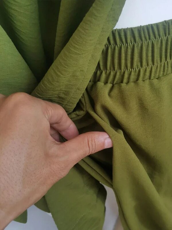 Traje de pantalón de lino con blusa para mujer, conjunto de dos piezas holgado e informal, trajes elegantes, pantalones de algodón, chándal para mujer 2024