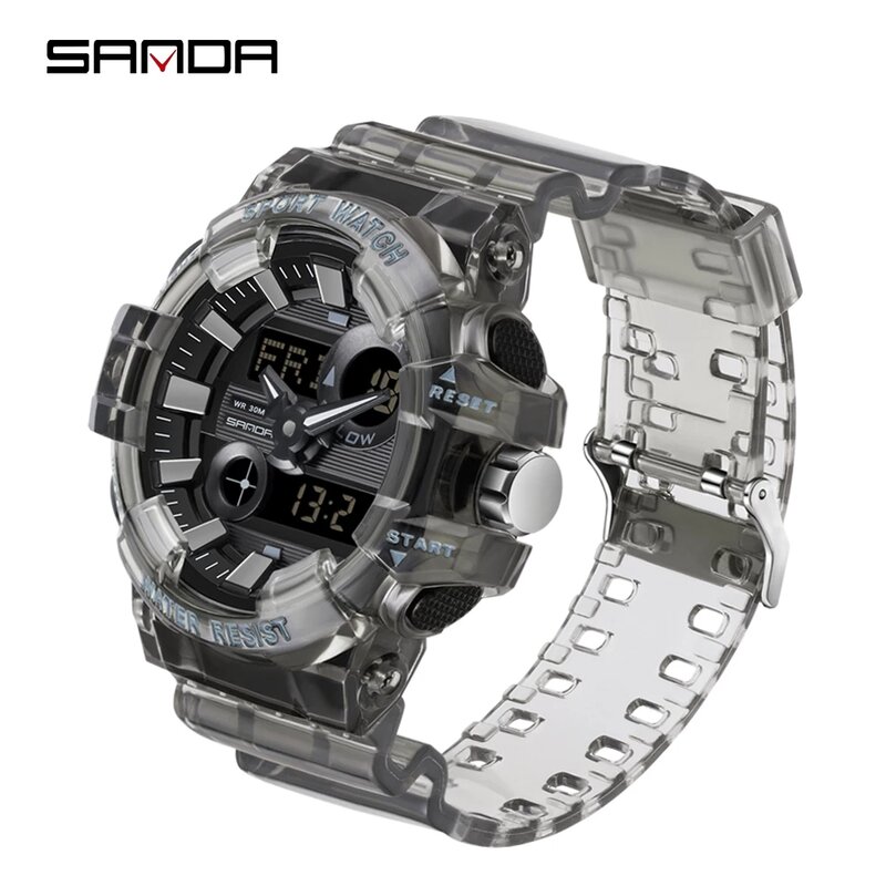 Часы наручные SANDA Мужские кварцевые, водонепроницаемые, цифровые, в стиле милитари, 2023