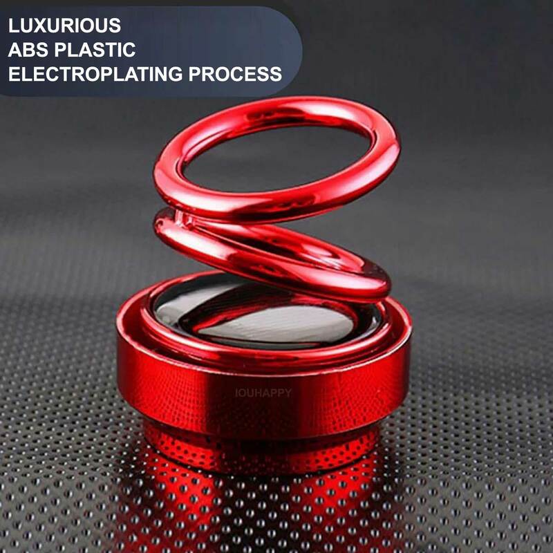 1PC Portable Kinetic Mini Car Air Freshener Solar Powered Double Ring Rotating Air Cleaner Perfume Fragrance Diffuser Decoration