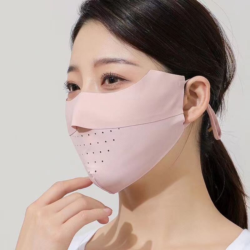 Mascarilla facial Anti-UV de secado rápido, máscara deportiva transpirable para correr, protector solar, protección facial de seda de hielo