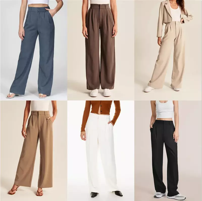 Pantalon à Jambes Larges pour Femme, Vêtement Décontracté, avec Poches Réelles, pour le Bureau, Nouvelle Collection 2023