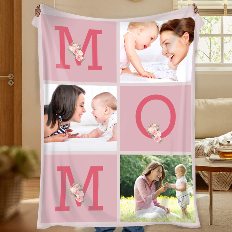 بطانية مخصصة مع صور ونصوص متعددة ، هدية تذكارية ، عيد الأب المخصص وعيد الأم