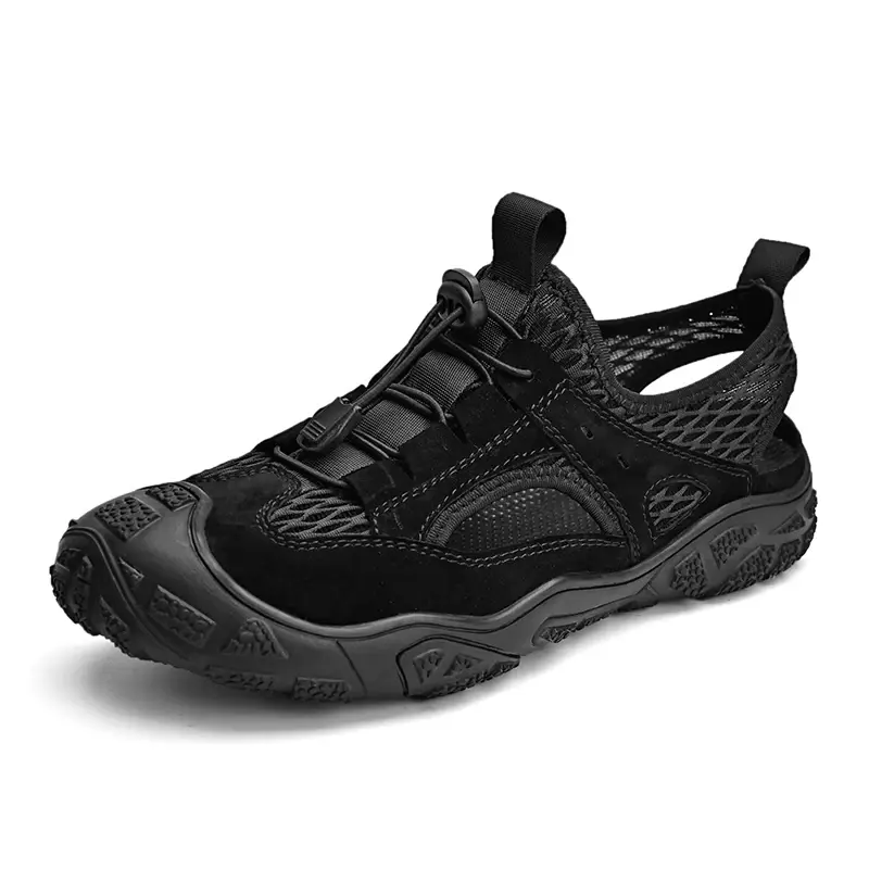 Sandália antiderrapante de caminhada masculina, tênis casual, tênis de malha respirável, tamanho grande, sola grossa, verão 2022