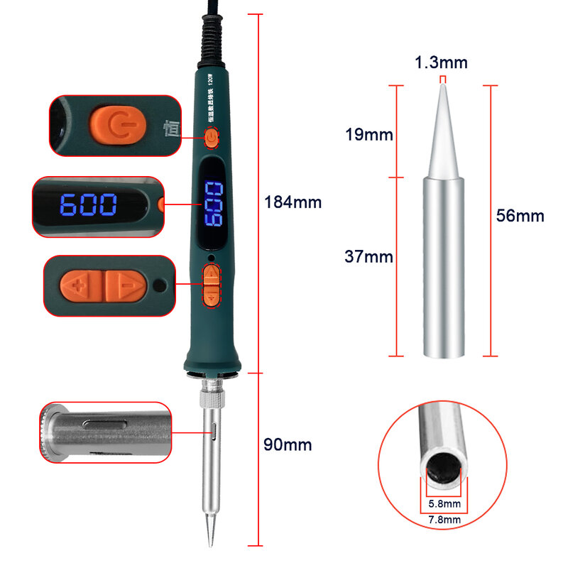 Set di strumenti di saldatura per riparazione saldatore digitale da 120W saldatore elettrico doppia temperatura di calibrazione 200-600C 907S