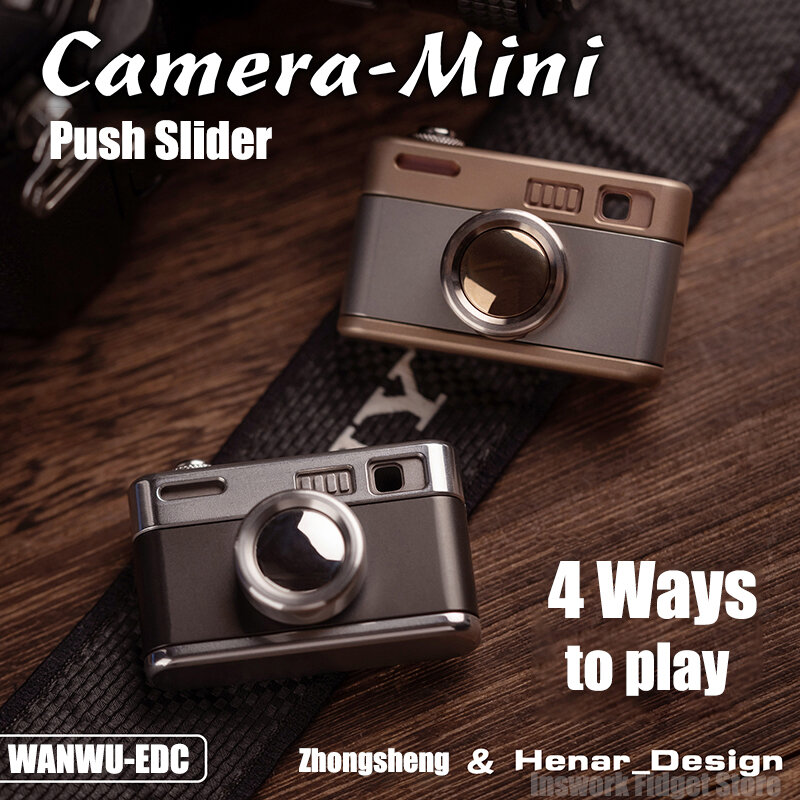 WANWU EDC Mini cámara Fidget Push Slider Button balancín Original Metal magnético juguete antiestrés para adultos
