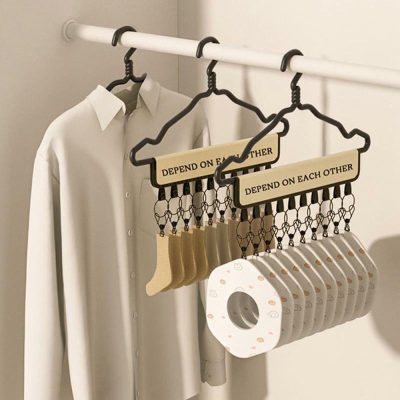 Multi Clip Hanger Non-woven Fabric + Iron Storage Large Capacity Easy To Carry Adjustable Clothes Storage Hook Hat Rack