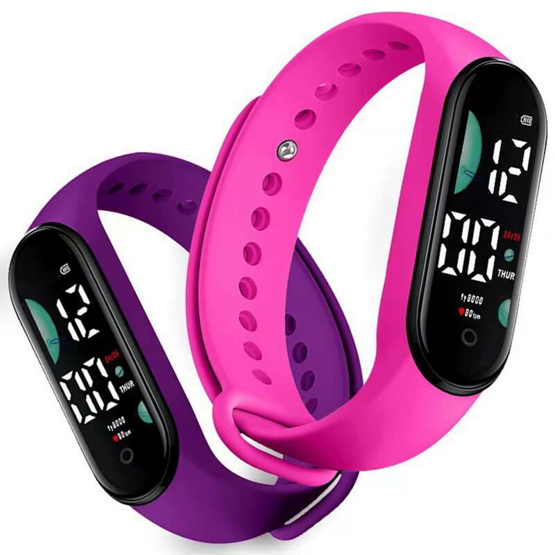 M9 jam tangan elektronik layar sentuh LED, jam tangan olahraga anak wanita pria tali silikon jam tangan siswa gelang