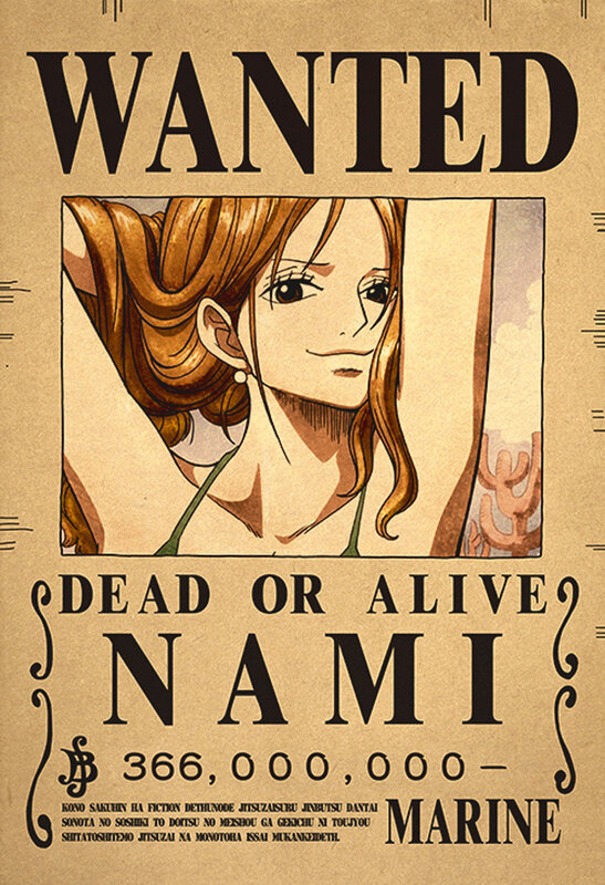 Anime One Piece Gear 5 Luffy Sun God Nika Bounty Wanted poster Law anak figur Vintage ruang tamu dinding dekorasi stiker mainan