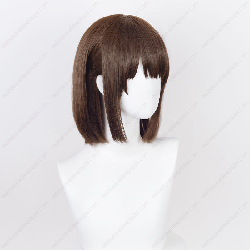 Парик для косплея Megumi Katou из аниме, термостойкие синтетические волосы, короткие коричневые, 36 см