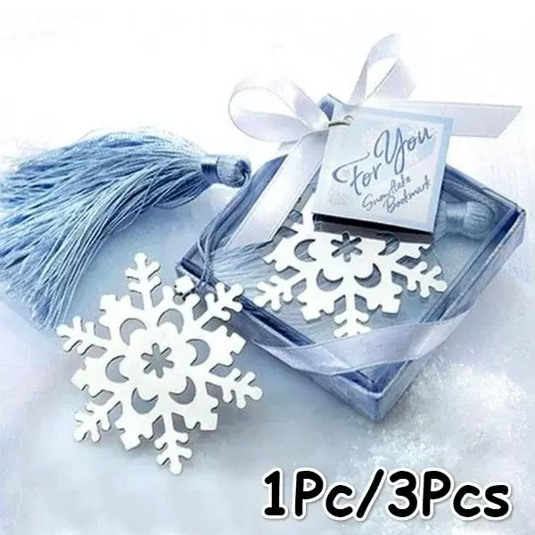 1/3Pcs Snowflake Bookmarks Winter Flower Pendant Gifts Tassel Favors Office School Supplies Thanksgiving Christmas Birthday Gift