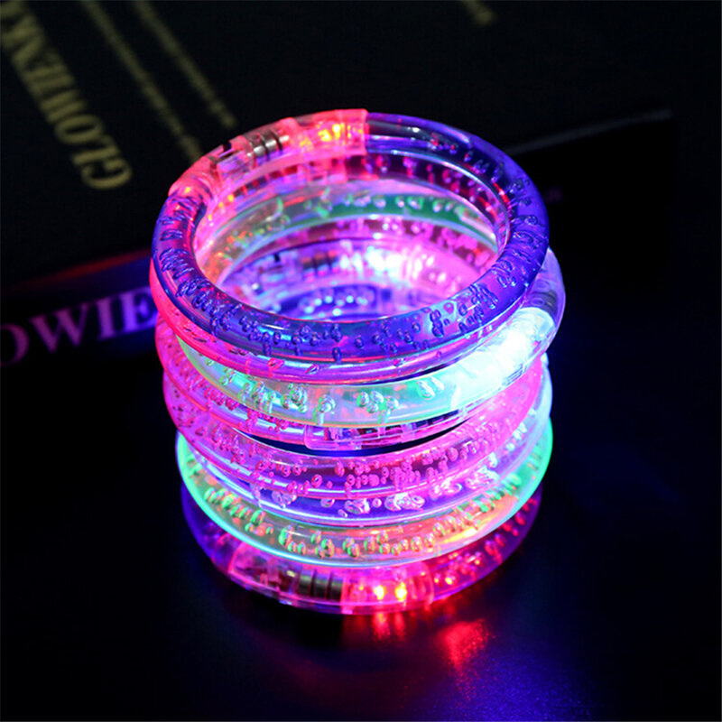Braccialetto lampeggiante LED Light Up braccialetto acrilico Party Bar Chiristmas braccialetto luminoso giocattoli luminosi per bambini