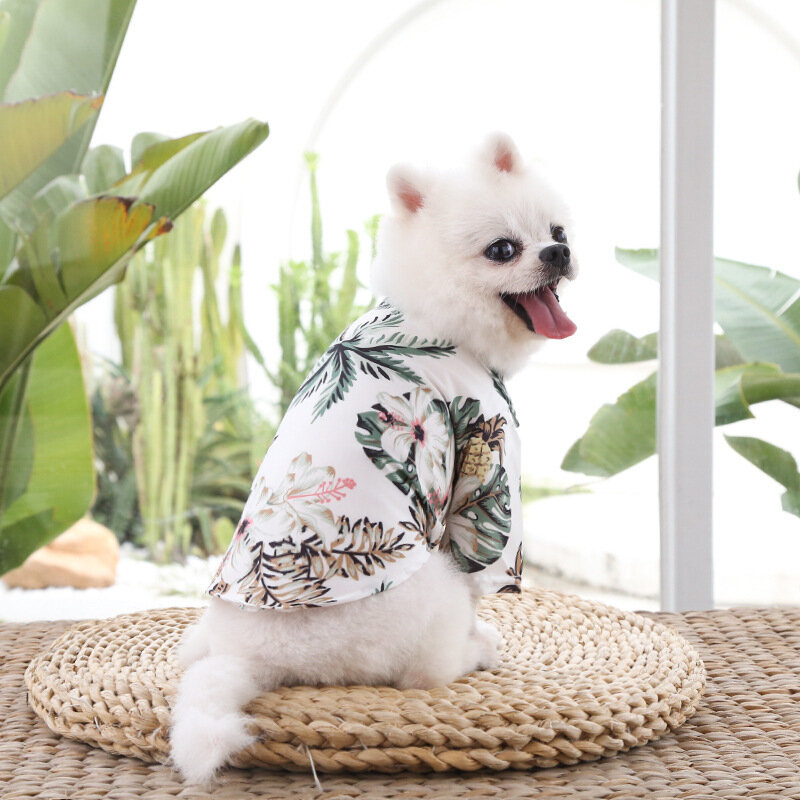 Kaus anjing gaya pantai Hawaii pakaian anjing musim panas sejuk tipis untuk anjing kecil anak anjing peliharaan rompi kucing Chihuahua Yorkies pudel