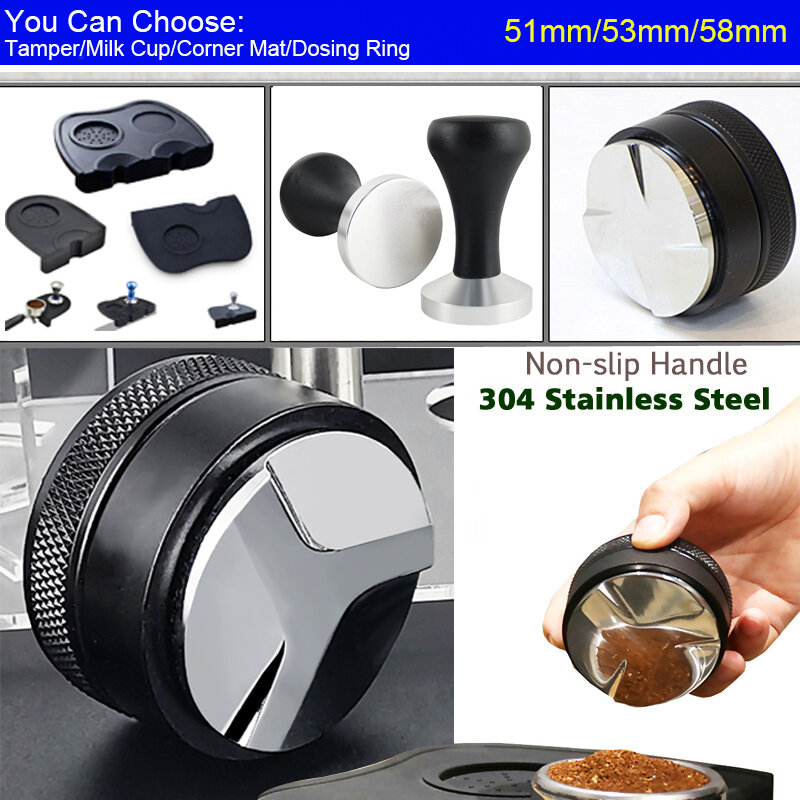 304 스테인레스 스틸 커피 탬퍼 51MM/53MM/58MM 커피 분배기 커피 파우더 해머 맞춤형 커피 액세서리