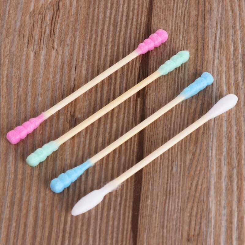 RXJC 100Pcs Cosmetic Makeup Cotton Swab Double for Head Ear Buds Cleaning Tools