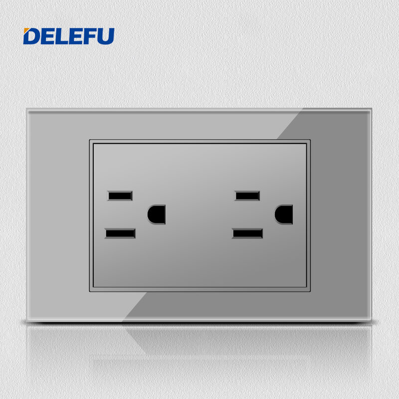 DELEFU Tempered glass panel Mexico Standard US socket 118*72mm wall socket Fast charging light switch
