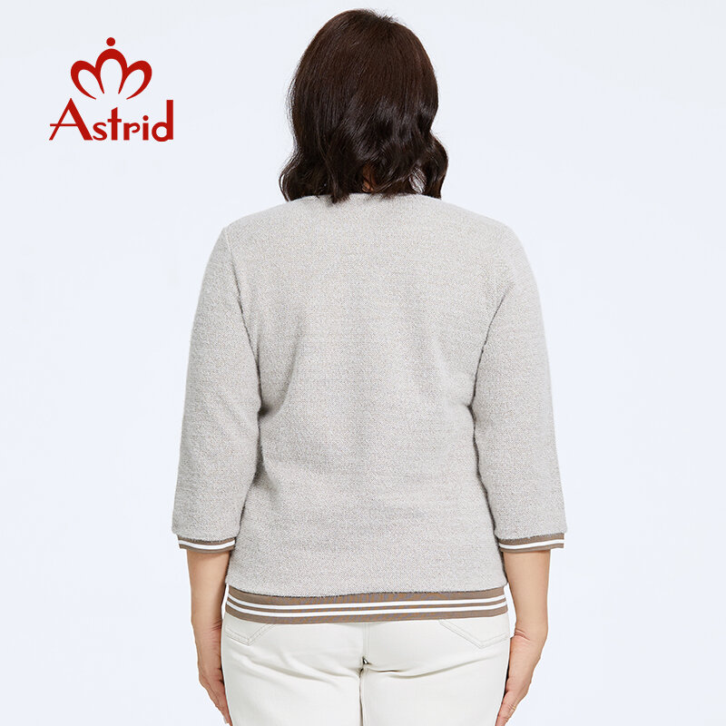 Astrid-suéter de manga comprida feminino, suéter de cor sólida, plus size, suéter de malha macia, roupas básicas
